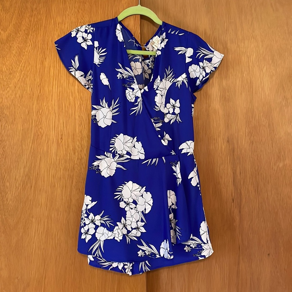 Blue floral romper